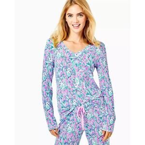 Lilly Pulitzer pajama top small S paisley soft pullover lounge resort beach prep